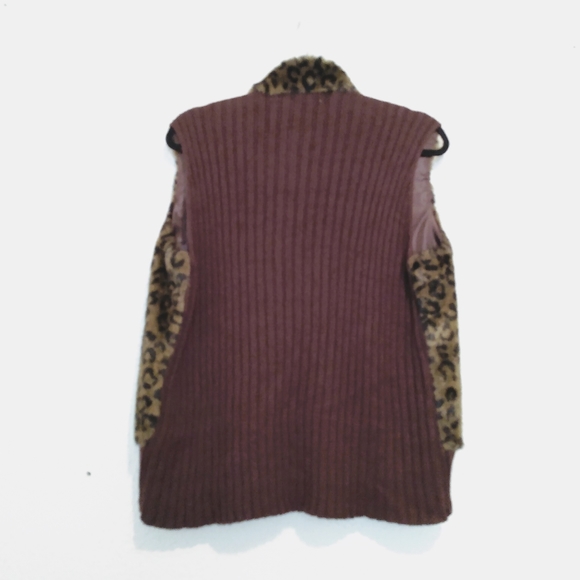 Ms Lee Leopard Brown Animal Print Faux Fur Vest XL - Picture 2 of 9